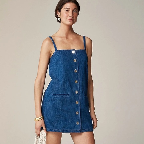 J. Crew Dresses & Skirts - J.Crew Chambray Button Front Mini Dress Size XL 100% Cotton